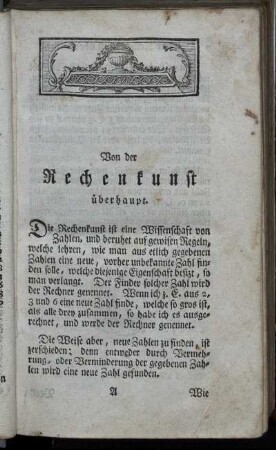 Von der Rechenkunst überhaupt. - Vom Subtrahiren in benannten Zahlen.