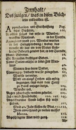 Innhalt / Desjenigen/ was in disen Büchlein enthalten ist.