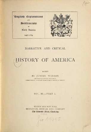 Narrative and critical history of America. 3,1