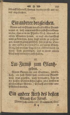 X. Eine andere Arth des besten Glantz-Lac-Firniß
