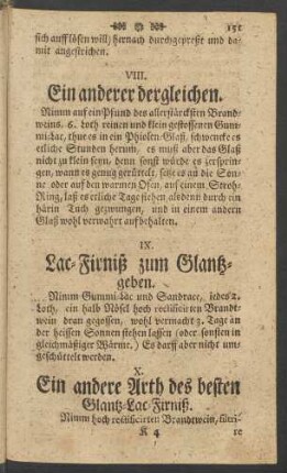 X. Eine andere Arth des besten Glantz-Lac-Firniß