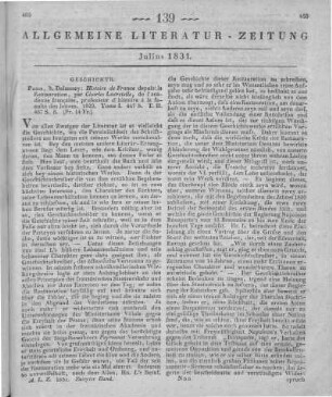 Lacretelle, C.: Histoire de la France depuis la Restauration. T. 1. Paris: Delaunay 1829