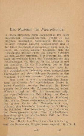 Das Museum für Meereskunde