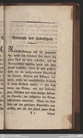 Vorbericht des Uebersetzers