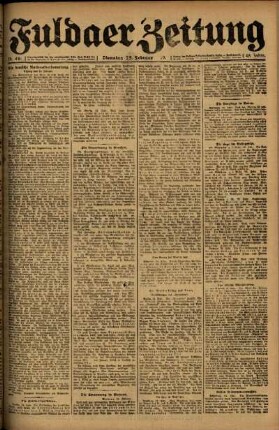 Erste Ausgabe vom Dienstag, den 25. Februar 1919.