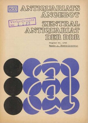 Nr. 1753: Musik- u. Theaterliteratur