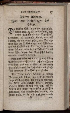 Anderer Abschnitt. Von den Würkungen des Schlafs.