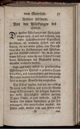 Anderer Abschnitt. Von den Würkungen des Schlafs.