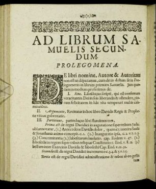 Ad Librum Samuelis Secundum. Prolegomena.