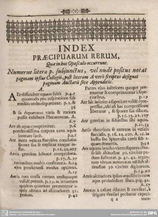INDEX PRAECIPUARUM RERUM, Quae in hoc Opusculo occurrunt.