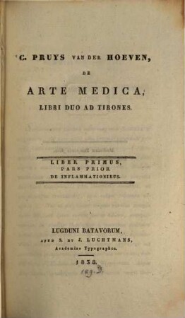 De arte medica : libri duo ad tirones. 1,1. De inflammationibus