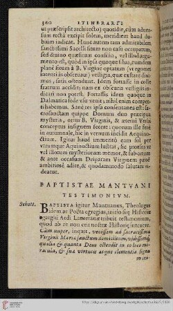 Baptistae Mantuani Testimonium