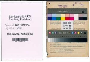 Entnazifizierung Wilhelmine Klausewitz, geb. 29.04.1896 (Verwalterin)