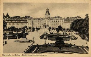 Postkartenalbum mit Motiven von Karlsruhe. "Karlsruhe in Baden. Badisches Landesmuseum". Schloss mit Schlossplatz