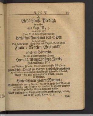 X. Gedächtnis-Predigt: Hertzliches Annehmen von Gott