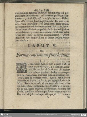 Caput V. De Forma concionum funebrium