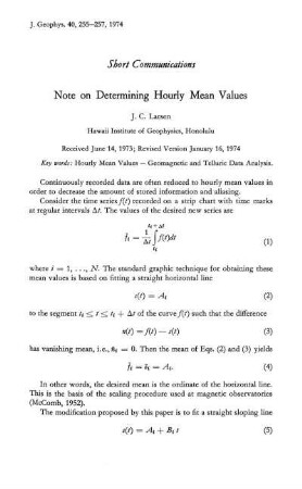 Note on determining hourly mean values
