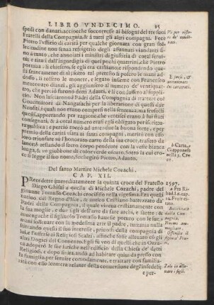 Cap. XII. Del santo Martire Michele Cozachi