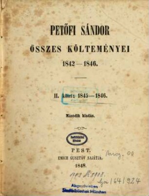 Petőfi Sándor összes költeményei : 1842 - 1846, 2