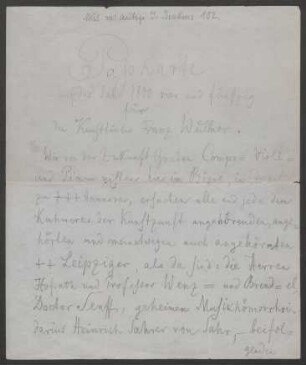 Passkarte für Franz Wüllner : 04.02.1854