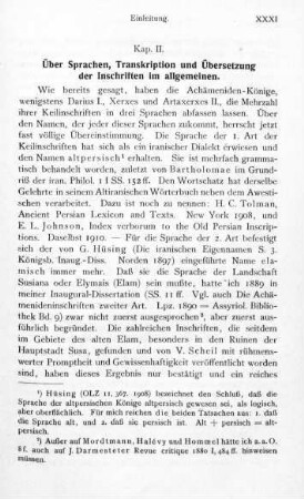 Kap. II. Über Sprachen, Transkription und Übersetzung der Inschriften im allgemeinen