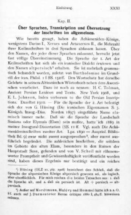 Kap. II. Über Sprachen, Transkription und Übersetzung der Inschriften im allgemeinen