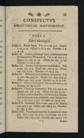 IX-XII, Conspectus Bibliothecae Nimtschianae.