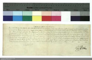 Indulgenzbrief des Papstes Innozenz XII. für die Erlöser-Bruderschaft