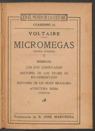 1928001600: Micromegas : (novela satirica)