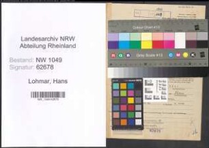 Entnazifizierung Hans Lohmar , geb. 03.01.1900 (Bankangestellter)