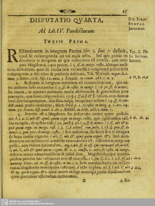Disputatio Quarta, Ad Lib. IV. Pandectarum