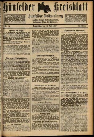 Ausgabe vom Donnerstag, den 14. Juli 1927.