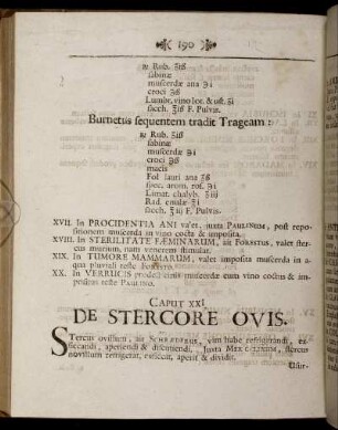 Caput XXI. De Stercore Ovis. - Caput XXVI. De Stercore Vulpis.