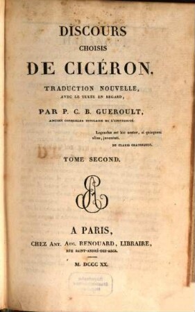 Discours choisis de Cicéron : traduction nouvelle, 2