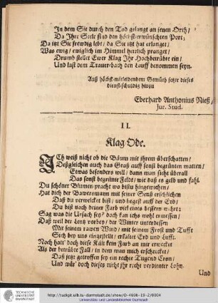 II. Klag Ode.