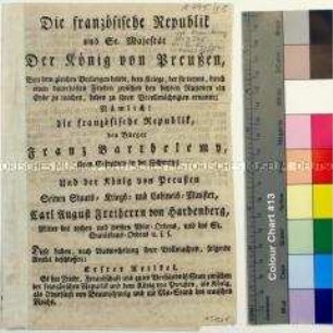 Die französische Republik und Se. Majestät Der König von Preußen ...