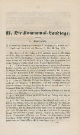 B. Die Kommunal-Landtage.