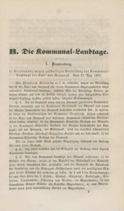 B. Die Kommunal-Landtage.