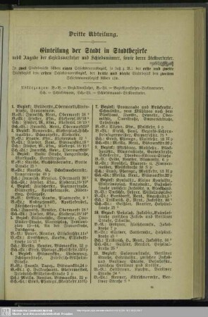 Dritte Abteilung. Einteilung der Stadt