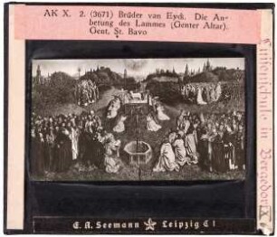 Brüder van Eyck: Die Anbetung des Lammes, Genter Altar. Gent, St. Bavo (Reihe AK X, 2, Nr. 3671)