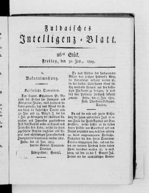 26tes Stück, Ausgabe vom 30. Jun. 1809