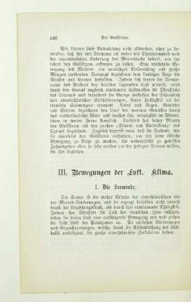 III. Bewegungen der Luft. Klima