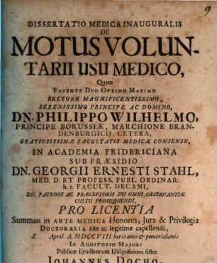Diss. med. inaug. de motus voluntarii usu medico