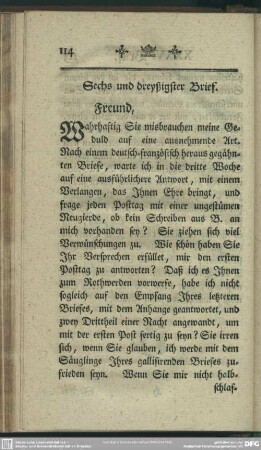 Sechs und dreyßigster Brief. Freund, ...
