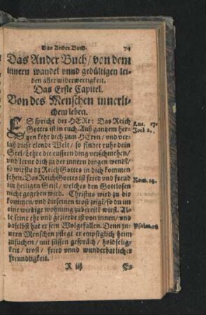 Das Ander Buch/ von dem innern wandel unnd gedüldigen leiden aller widerwertigkeit.