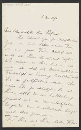 Brief an Karl Klindworth : 06.11.1892