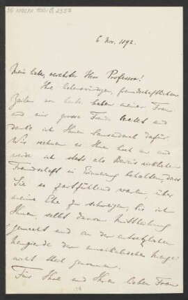 Brief an Karl Klindworth : 06.11.1892