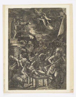 Martyrium des Heiligen Laurentius, aus: "Opera selectiora quae Titianus Vecellius Cadubriensis et Paulus Calliari Veronensis inventarunt et pinxerunt"