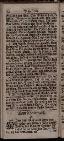 Vom Abendmahl. - Krancken und Sterbenden Lieder.