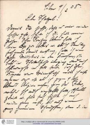 Brief vom 09.02.1908